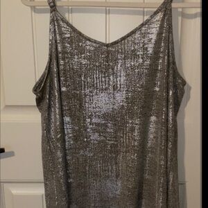 Bundle of two Torrid tops. Yellow Floral and Silver Metallic Top.